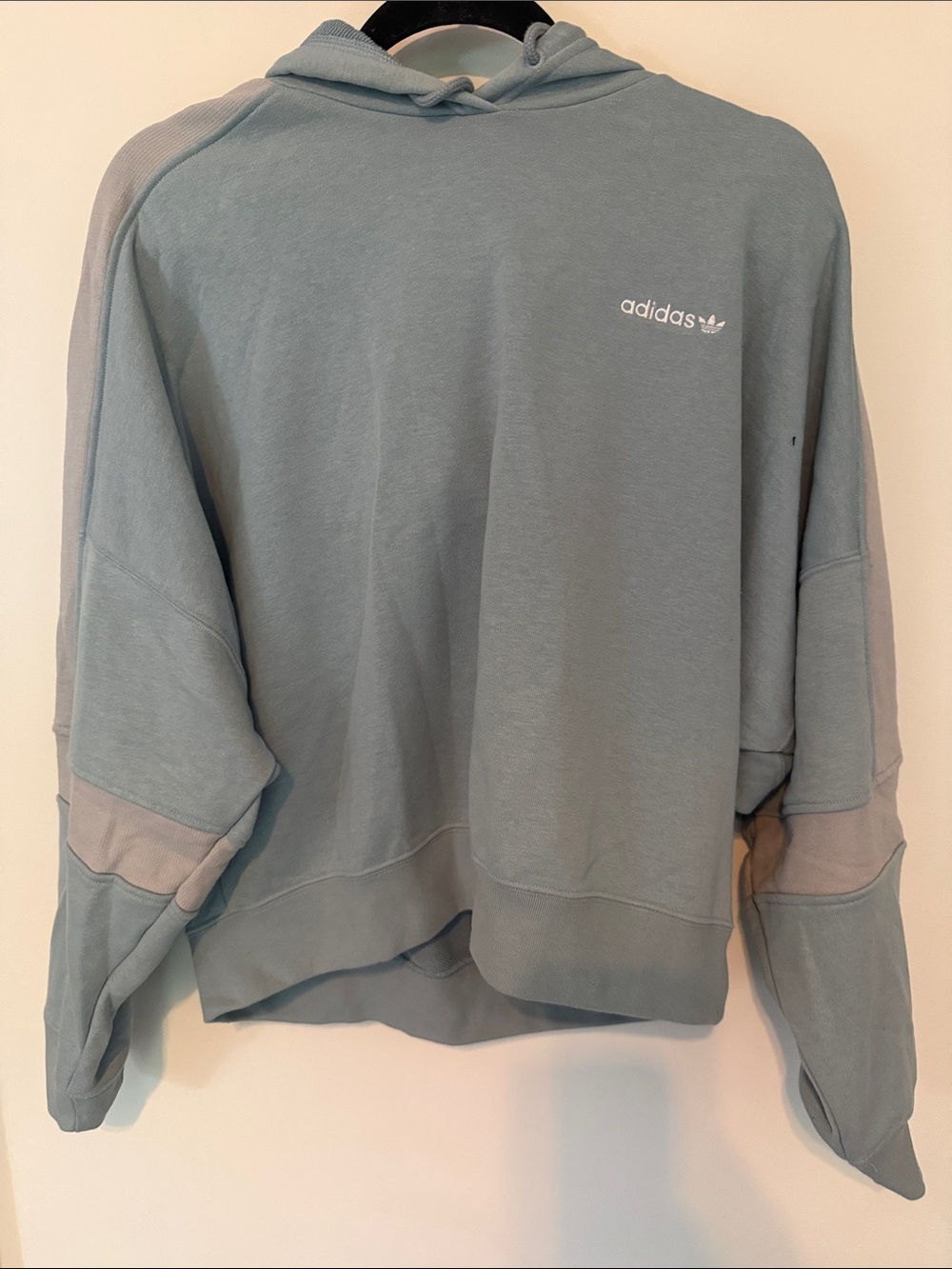 adidas Sage Blue  Hoodie with White Logo